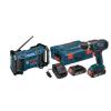 2-Tool 18-Volt Lithium-Ion Cordless Combo Kit Power Drill Radio Bits Blue Case #1 small image