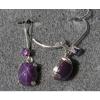 VINTAGE SIGNED PLUM PURPLE LINDE LINDY 9x7M STAR SAPPHIRE CREATED LB EARRINGS SS #2 small image