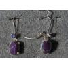 VINTAGE SIGNED PLUM PURPLE LINDE LINDY 9x7M STAR SAPPHIRE CREATED LB EARRINGS SS #4 small image