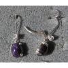 VINTAGE SIGNED LINDE LINDY 9x7M PLUM PURPLE STAR SAPPHIRE CREATED LB EARRINGS SS #2 small image