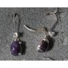 VINTAGE SIGNED LINDE LINDY 9x7M PLUM PURPLE STAR SAPPHIRE CREATED LB EARRINGS SS #5 small image