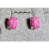 LINDE LINDY 9X7MM 4+CT PINK STAR RUBY CREATED SAPPHIRE 925 S/S STUD EARRINGS 2ND