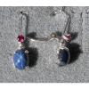 VINTAGE LINDE LINDY 9x7MM CRNFL BLUE STAR SAPPHIRE CREATED L BK EARRINGS .925 SS #2 small image