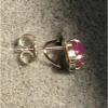 VINTAGE LINDE LINDY PETITE 5MM PINK STAR RUBY CREATED SAPPHIRE STUD EARRING SS