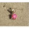 VINTAGE LINDE LINDY PETITE 5MM PINK STAR RUBY CREATED SAPPHIRE PENDANT N/CHN SS #1 small image