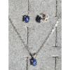LINDE LINDY CF BLUE STAR SAPPHIRE CREATED 925 SS STUD EARRING PENDANT CHAIN SET #1 small image