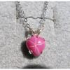 LINDE LINDY PINK STAR RUBY CREATED SAPPHIRE HEART EARRING PENDANT CHAIN ST .925 #2 small image