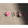 VINTAGE LINDE LINDY 5MM PINK STAR RUBY CREATED SAPPHIRE SET EAR PEND CHN SET SS