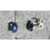 VINTAGE LINDE LINDY 9X7MM CF BLUE STAR SAPPHIRE CREATED STUD EARRINGS .925 SS #1 small image