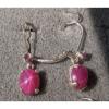 VINTAGE LINDE LINDY 9x7MM PINK STAR RUBY CREATED SAPPHIRE L BK EARRINGS .925 S/S #2 small image