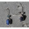 VINTAGE LINDE LINDY 9x7MM CRNFL BLUE STAR SAPPHIRE CREATED L BK EARRINGS .925 SS #3 small image