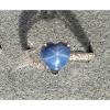 8X8MM HEART LINDE LINDY CF BLUE STAR SAPPHIRE CREATED 2ND RD PLT .925 S/S RING #1 small image