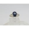 CRACK14k White Gold Oval 9.4x7.3mm Blue Sapphire Lindi Linde Lindy Star Ring 6.5 #2 small image