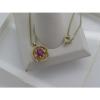 Solid 14k Yellow Gold Pink Ruby Lindi Linde Lindy Star Diamond Pendant Necklace #1 small image