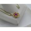 Solid 14k Yellow Gold Pink Ruby Lindi Linde Lindy Star Diamond Pendant Necklace #3 small image
