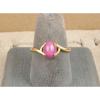 VINTAGE LINDE LINDY PINK STAR RUBY CREATED SAPPHIRE RING SOLID 14K YELLOW GOLD