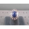 12X10MM LINDE LINDY CRNFLWER BLUE STAR SAPPHIRE CREATED 2ND RD PLT .925 S/S RING #4 small image
