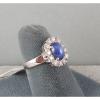HALO LINDE LINDY CRNFLWR BLUE STAR SAPPHIRE CREATED SECOND RING STAINLESS STEEL