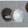 PMP LINDE LINDY TRANSLUCENT WHITE STAR SAPPHIRE CREATED HALO RING RD PLT .925 SS #1 small image