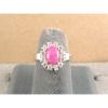 HALO LINDE LINDY PINK STAR SAPPHIRE CREATED RUBY SECOND RING STAINLESS STEEL