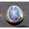 MENS 16X12mm 9+ CT LINDE LINDY CRNFLWR BLUE STAR SAPPHIRE CREATED SECOND RING SS #1 small image