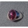 PMP LINDE LINDY TRANS RED STAR RUBY CREATED SAPPHIRE RING RHODIUM PLATE .925 SS #1 small image