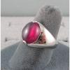 PMP LINDE LINDY TRANS RED STAR RUBY CREATED SAPPHIRE RING RHODIUM PLATE .925 SS #2 small image