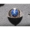 MEN&#039;S 12x10mm 5+ CT LINDE LINDY CRNFLR BLUE STAR SAPPHIRE CREATED SECOND RING SS #1 small image