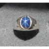 MEN&#039;S 10x8mm 3+ CT LINDE LINDY CRNFLWR BLUE STAR SAPPHIRE CREATED SECOND RING SS #1 small image