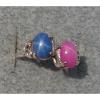 2 7X5 MM LINDE LINDY BLUE / PINK STAR SAPPHIRE CREATED RUBY SECOND RING .925 SS #1 small image