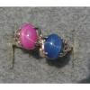 2 7X5 MM LINDE LINDY BLUE / PINK STAR SAPPHIRE CREATED RUBY SECOND RING .925 SS #3 small image
