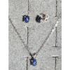 VINTAGE LINDE LINDY CF BLUE STAR SAPPHIRE CREATED SET EAR PENDANT CHAIN .925 SS #1 small image