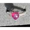8X8MM HEART LINDE LINDY RED STAR RUBY CREATED SAPPHIRE  2ND RD PLT .925 SS RING #1 small image