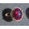 PMP LINDE LINDY TRANSPARENT RED STAR SAPPHIRE CREATED HALO RING YLGD PLT .925 SS #1 small image