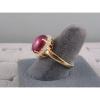PMP LINDE LINDY TRANSPARENT RED STAR SAPPHIRE CREATED HALO RING YLGD PLT .925 SS #5 small image