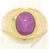 Men&#039;s Large Heavy Florentine Finished 14K Yellow Gold Bezel Linde Star Ruby Ring #2 small image