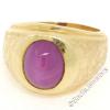 Men&#039;s Large Heavy Florentine Finished 14K Yellow Gold Bezel Linde Star Ruby Ring #3 small image
