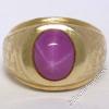 Men&#039;s Large Heavy Florentine Finished 14K Yellow Gold Bezel Linde Star Ruby Ring #5 small image