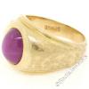 Men&#039;s Large Heavy Florentine Finished 14K Yellow Gold Bezel Linde Star Ruby Ring #6 small image