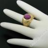 Men&#039;s Large Heavy Florentine Finished 14K Yellow Gold Bezel Linde Star Ruby Ring #7 small image
