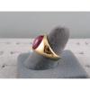 PMP LINDE LINDY TRANS RED STAR RUBY CREATED SAPPHIRE RING YEL GOLD PLATE .925 SS #5 small image