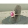VINTAGE LINDE LINDY DUSKY ROSE STAR SAPPHIRE CREATED HALO RING RD PLT .925 SS #2 small image