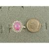 VINTAGE LINDE LINDY DUSKY ROSE STAR SAPPHIRE CREATED HALO RING RD PLT .925 SS #3 small image