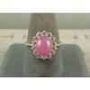 VINTAGE LINDE LINDY DUSKY ROSE STAR SAPPHIRE CREATED HALO RING RD PLT .925 SS #4 small image
