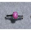 VINTAGE LINDE LINDY PINK STAR RUBY CREATED SAPPHIRE RING RHODIUM PLATE .925 SS A