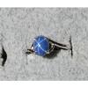 VINTAGE LINDE LINDY CORNFLOWER BLUE STAR SAPPHIRE CREATED RING RD PLATE .925 S/S #1 small image