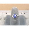 SIGNED VINTAGE LINDE LINDY CORNFLOWER BLUE STAR SAPPHIRE CREATED RING RP .925 SS #5 small image