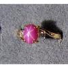 VINTAGE LINDE LINDY PINK STAR RUBY CREATED SAPPHIRE RING YEL GOLD PLATE .925 S/S #1 small image