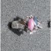 VINTAGE LINDE LINDY AZALEA PINK STAR SAPPHIRE CREATED HALO RING RD PLT .925 SS #1 small image