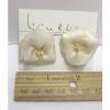 Vintage Linda Van Der Linde Clay Flower &amp; Pearl Necklace &amp; Clip-On Earrings Set #3 small image